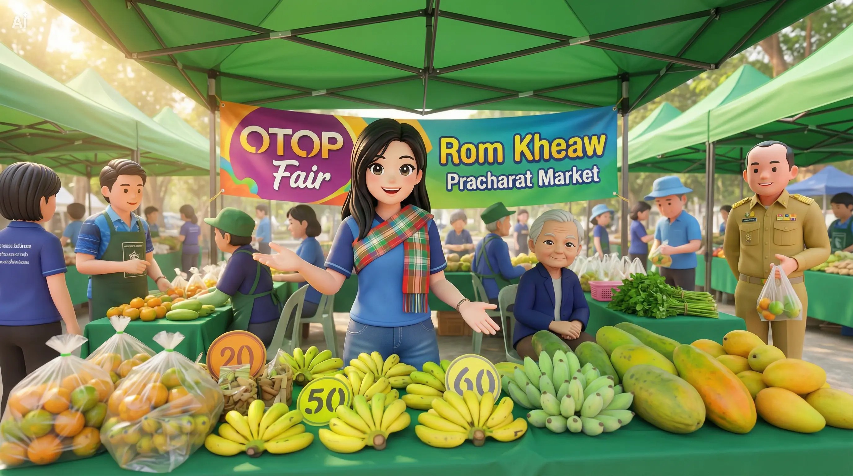 สพอ.ซับใหญ่ ส่งเสริมและสนับสนุนการจัดจำหน่ายสินค้า OTOP สินค้าเกษตร และสินค้าชุมชน